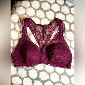 Victoria Secret Lace Bralette in Merlot, Medium, racerback bralette, lovely